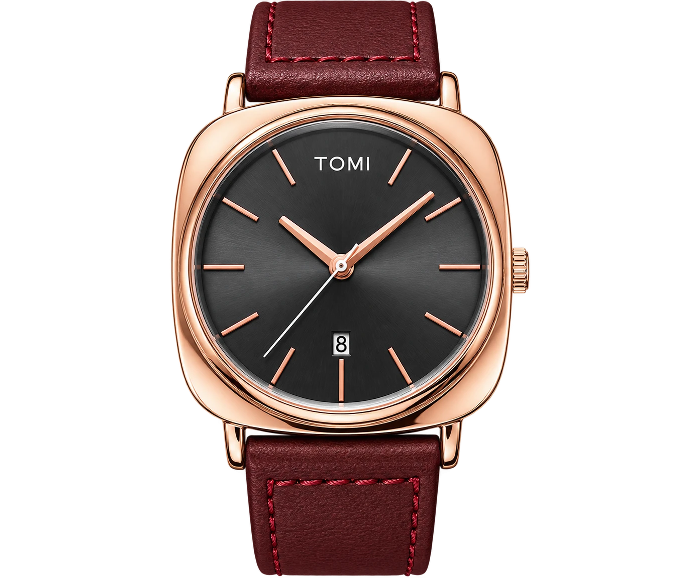 TOMI T-084 Men's Quartz Watch with Date & Leather Strap