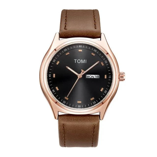 TOMI T-030 men's quartz leather strap